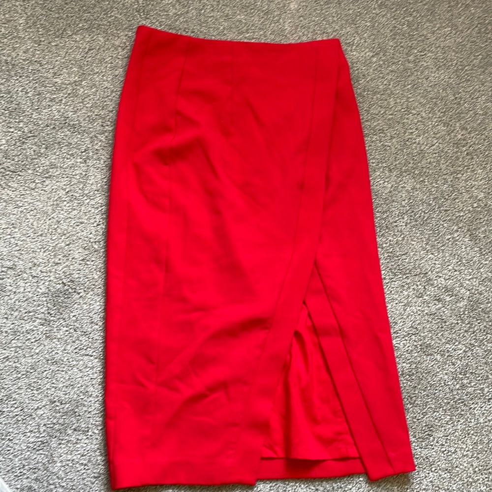 Eva Mendes Red High waisted pencil skirt